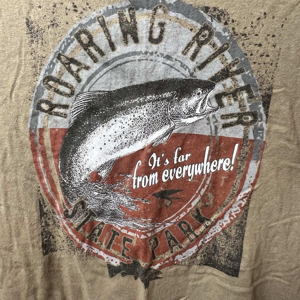 Roaring River State Park, MO. Fish T-Shirt Brown Gildan Heavy Cotton Men's L‎